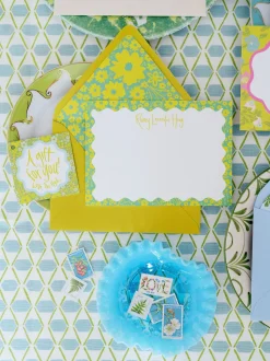 Chartreuse Ditsy Floral Stationery