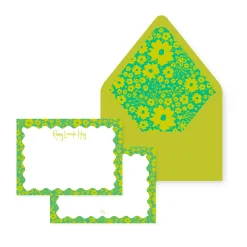 Chartreuse Ditsy Floral Stationery