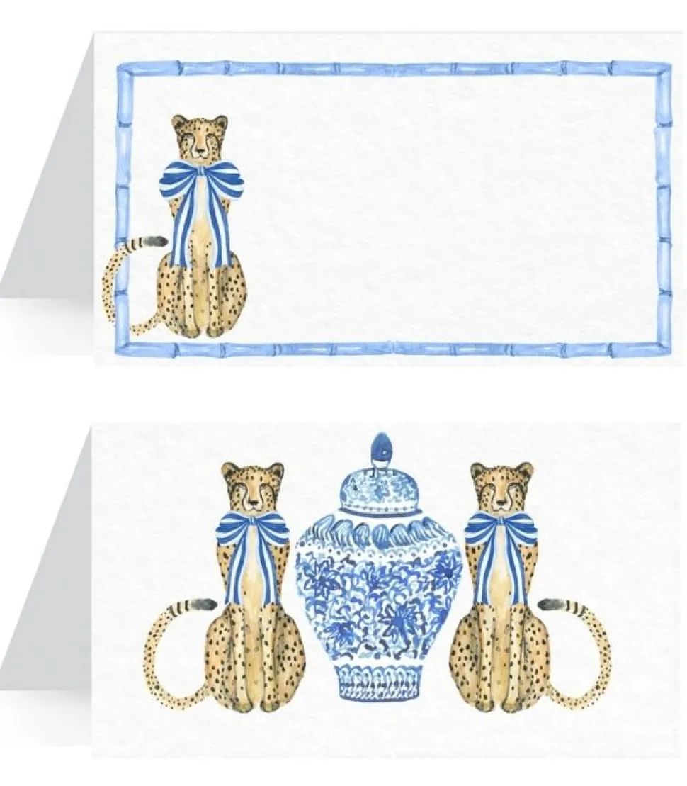 Cheetah with Blue Bow Place Cards