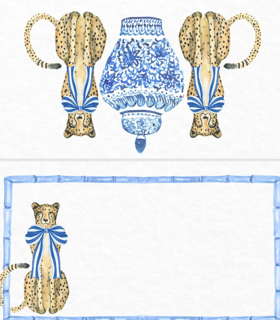 Cheetah with Blue Bow Place Cards