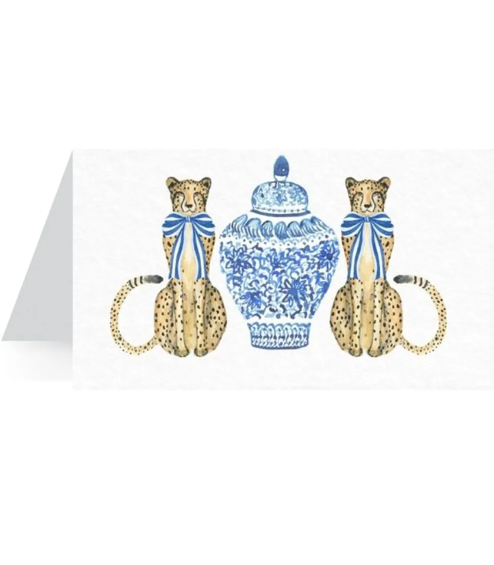 Cheetah with Blue Bow Place Cards