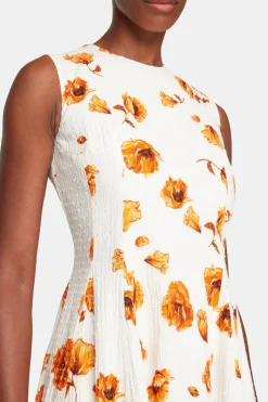 Chelsea Dress In Orange Poppies Bibione Cotton