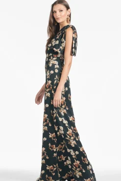 Chelsea Gown in Black Venetia Petal