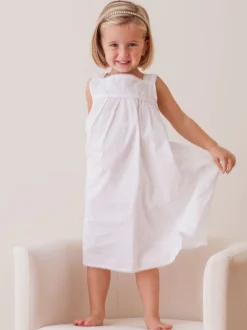 Chelsea White Cotton Dress for Girls