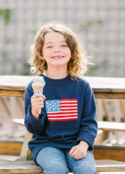 Children's American Flag Crewneck Sweater