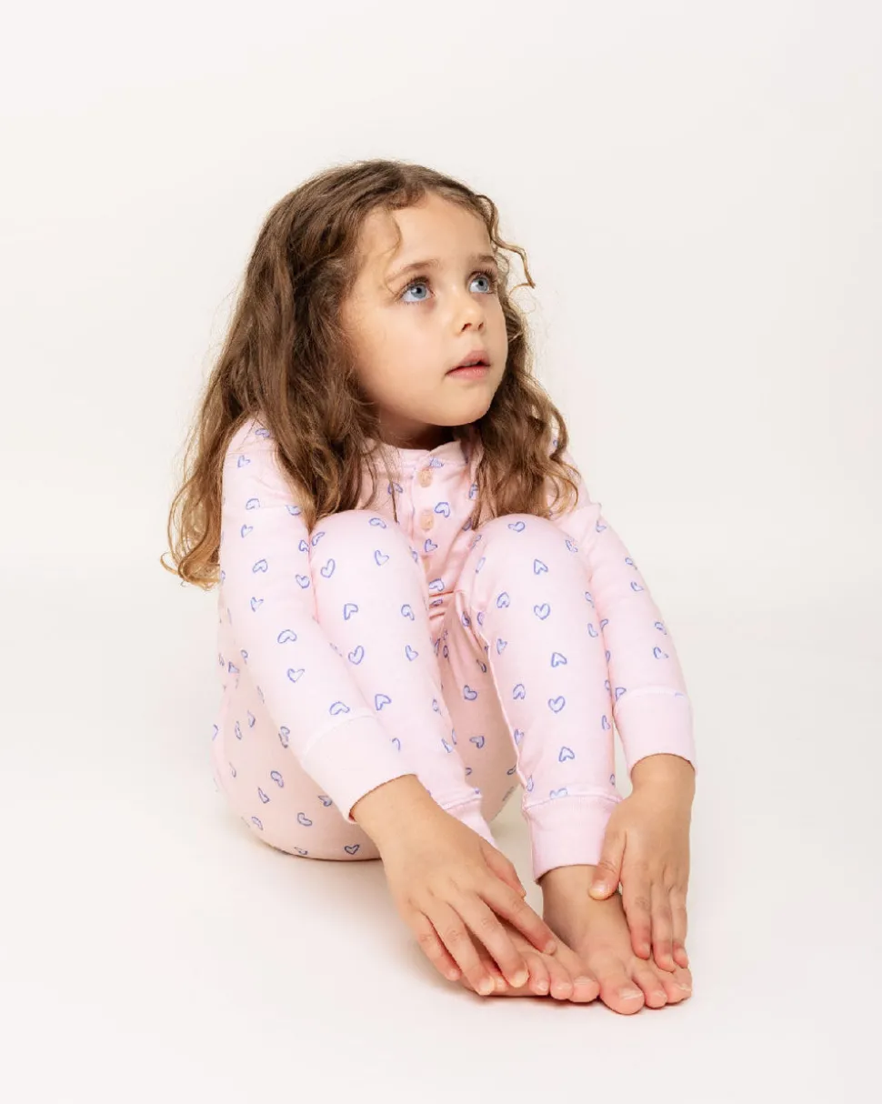 Children's Love Heart Pajamas in Pink