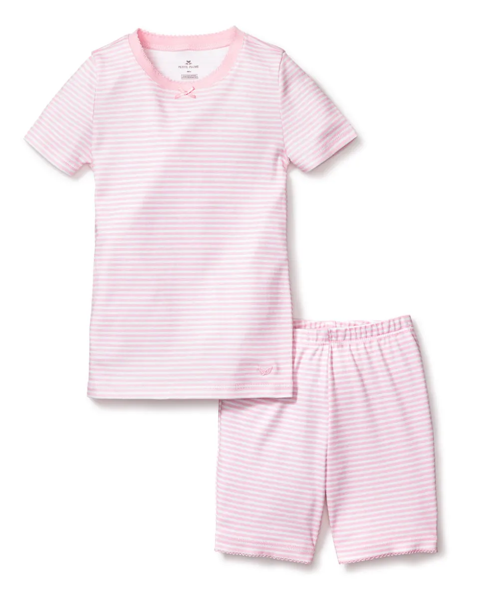 Children’s Pink Stripes Pima Cotton Snug Fit Short Set