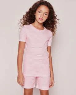 Children’s Pink Stripes Pima Cotton Snug Fit Short Set