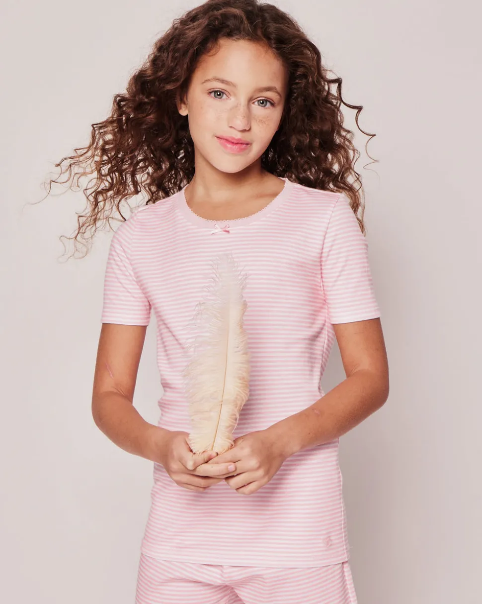 Children’s Pink Stripes Pima Cotton Snug Fit Short Set