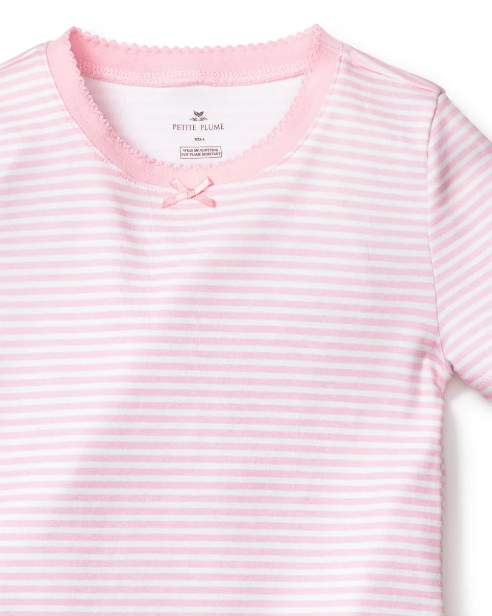 Children’s Pink Stripes Pima Cotton Snug Fit Short Set