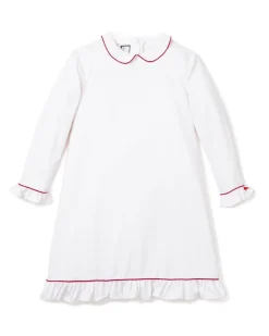 Children’s White Sophia Nightgown with Red Piping