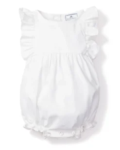 Children’s White Twill Ruffled Romper