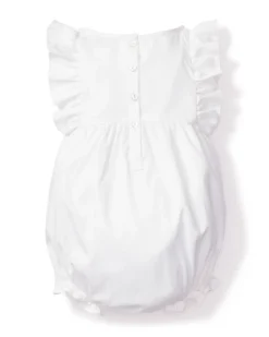 Children’s White Twill Ruffled Romper