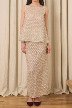 Chloe Tank in Crystal Lattice Embroidery