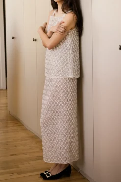 Chloe Tank in Crystal Lattice Embroidery