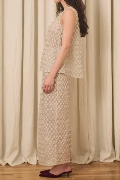 Chloe Tank in Crystal Lattice Embroidery