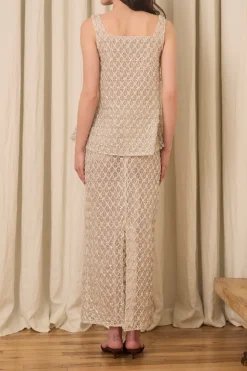 Chloe Tank in Crystal Lattice Embroidery