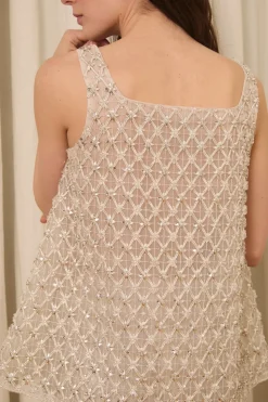 Chloe Tank in Crystal Lattice Embroidery