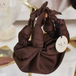 Chocolate NLA Silk Knot Bag