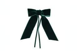 Christmas Green Velvet Napkin Bows, Set of 4
