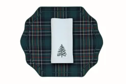 Christmas Tree Napkin and Tartan Stucco Placemat, Set of 2