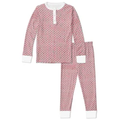 Christmas Tree Stripe Two-Piece Kids Henley Pajamas
