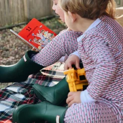 Christmas Tree Stripe Two-Piece Kids Henley Pajamas