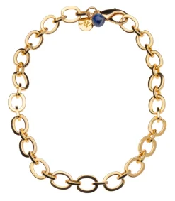 Chunky Link Chain with Lapis Bead