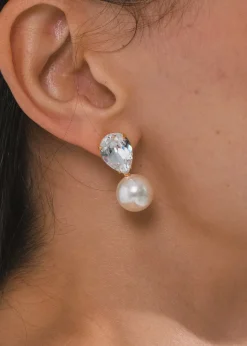 Cimone Earrings in Crystall & Antique Gold