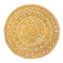 Circolo Abaca Round Placemat in Mustard, Set of 4