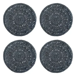 Circolo Abaca Round Placemat in Navy, Set of 4