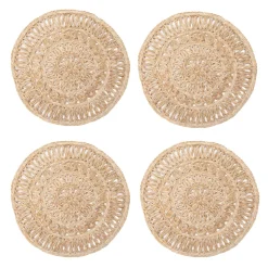 Circolo Abaca Round Placemat in Natural, Set of 4