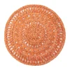 Circolo Abaca Round Placemat in Orange, Set of 4