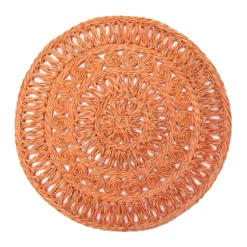 Circolo Abaca Round Placemat in Orange, Set of 4