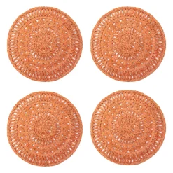 Circolo Abaca Round Placemat in Orange, Set of 4