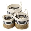 Circular Weave Baskets with Handles, Set of 3