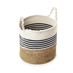 Circular Weave Baskets with Handles, Set of 3