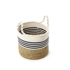 Circular Weave Baskets with Handles, Set of 3