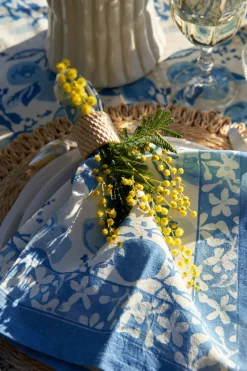 Citron Napkins in Bleu, Set of 6