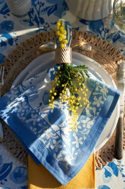 Citron Napkins in Bleu, Set of 6