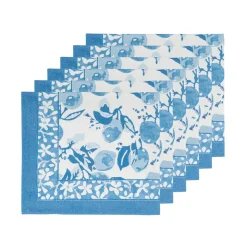 Citron Napkins in Bleu, Set of 6