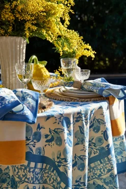 Citron Napkins in Bleu, Set of 6