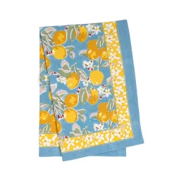 Citron Tea Towels in Bleu & Yellow, Set of 3