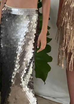 Ciudad De Luz Skirt In Silver Paillete