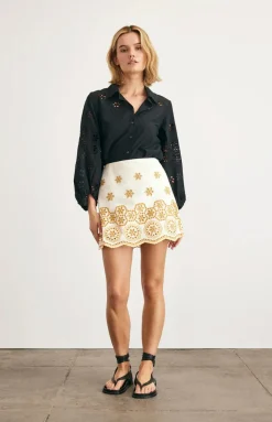 Clarisse Skirt in Ivory & Marigold