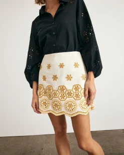 Clarisse Skirt in Ivory & Marigold