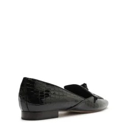 Clarita Belgian Crocco Loafer in Black