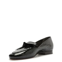 Clarita Belgian Crocco Loafer in Black