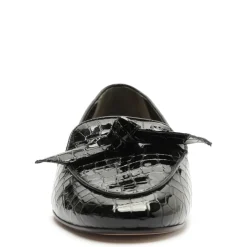 Clarita Belgian Crocco Loafer in Black