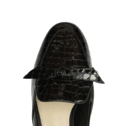 Clarita Belgian Crocco Loafer in Black